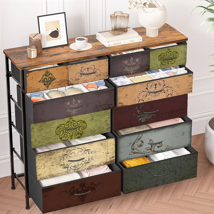 【送料無料】Veal 12 Drawer Chest - BEIGE WhizMax Modern 12 Drawer Dresser Chest, Large Fabric Storage